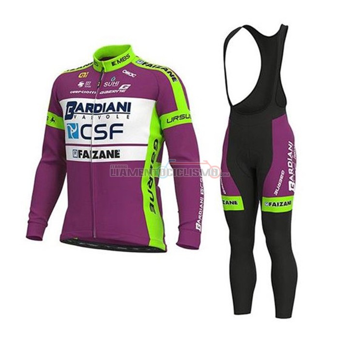 Abbigliamento Ciclismo Bardiani Csf Manica Lunga 2020 Viola Bianco